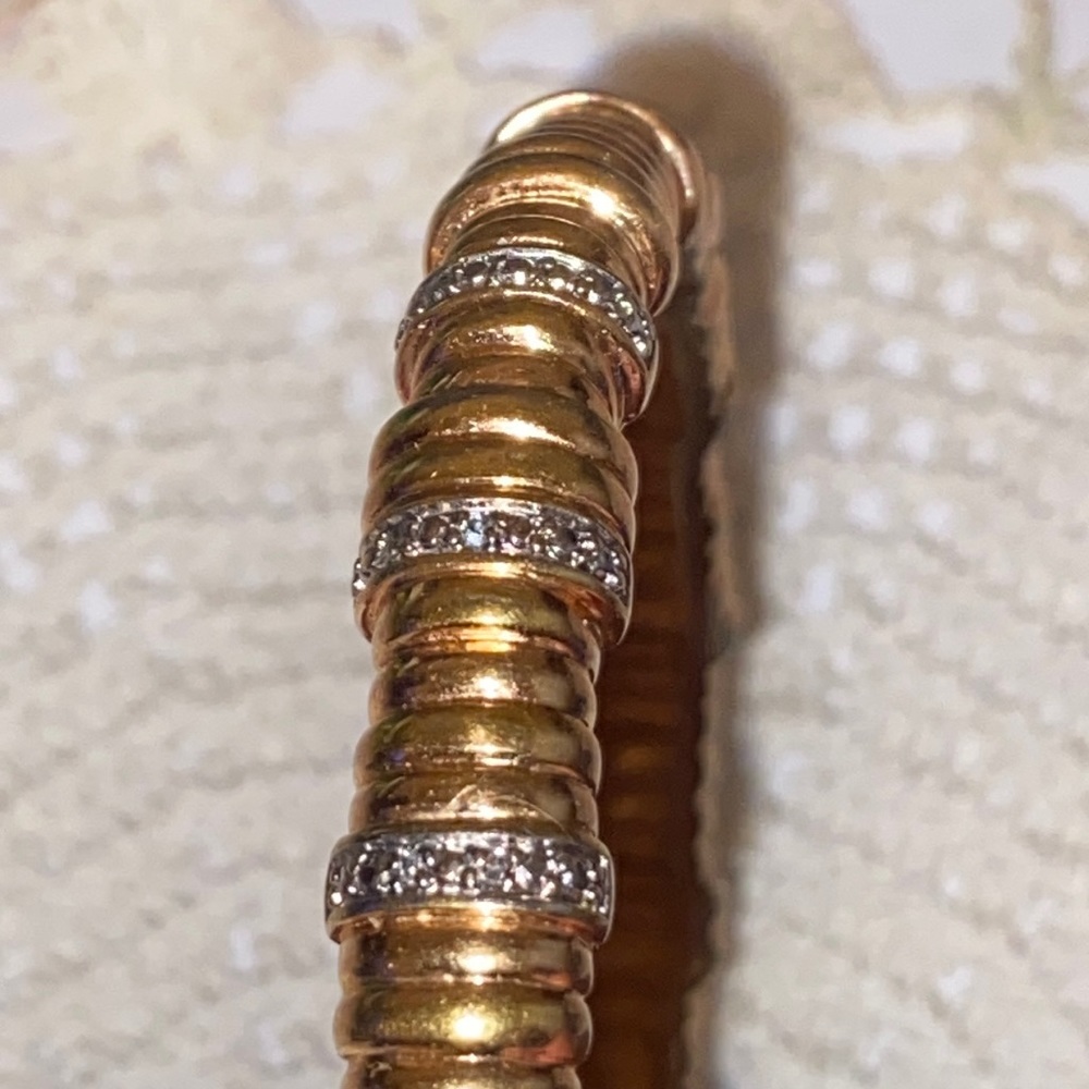 18kt GP Ladies Clamper Bracelet w/REAL DIAMONDS